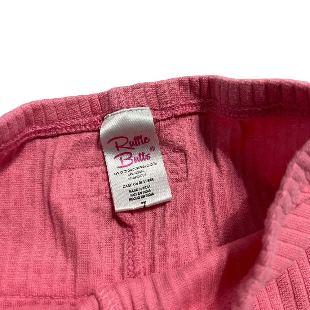 RuffleButts 7Y Pink Ribbed Ruffles Pajamas Set - Picture 6 of 7
